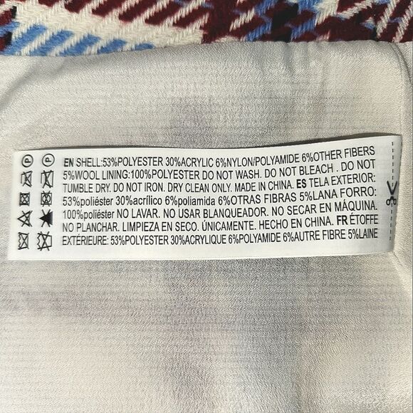 Forever 21 Faux Wrap Mini Skirt Size Small Plaid Check Wool Blend Light Academia - Picture 7 of 7